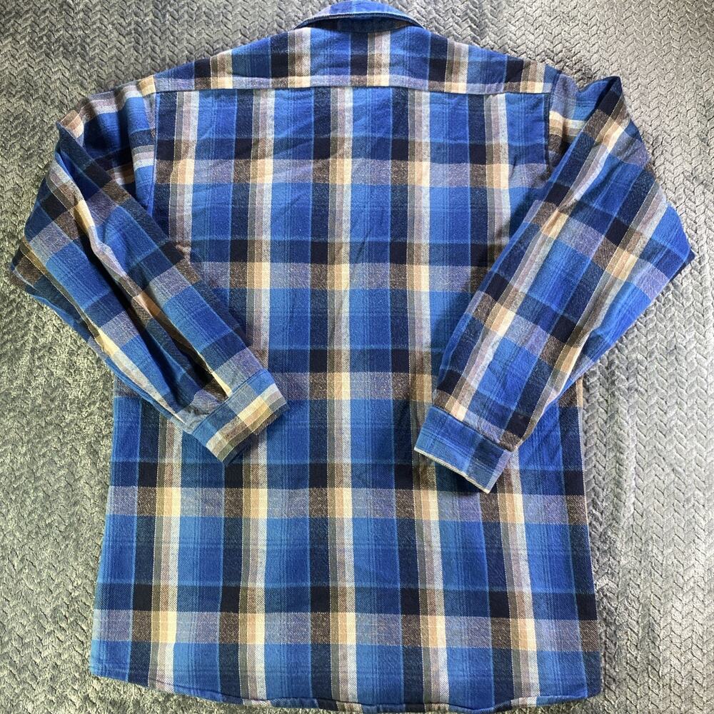 Vintage Codet Shirt Mens Large Tall Gray Blue Flannel Plaid Made in USA Workwear - Picture 6 of 9